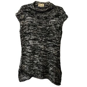 Cleobella Mock Neck Sleeveless Textured Knit Asymetric Sweater Tunic S Marbled
